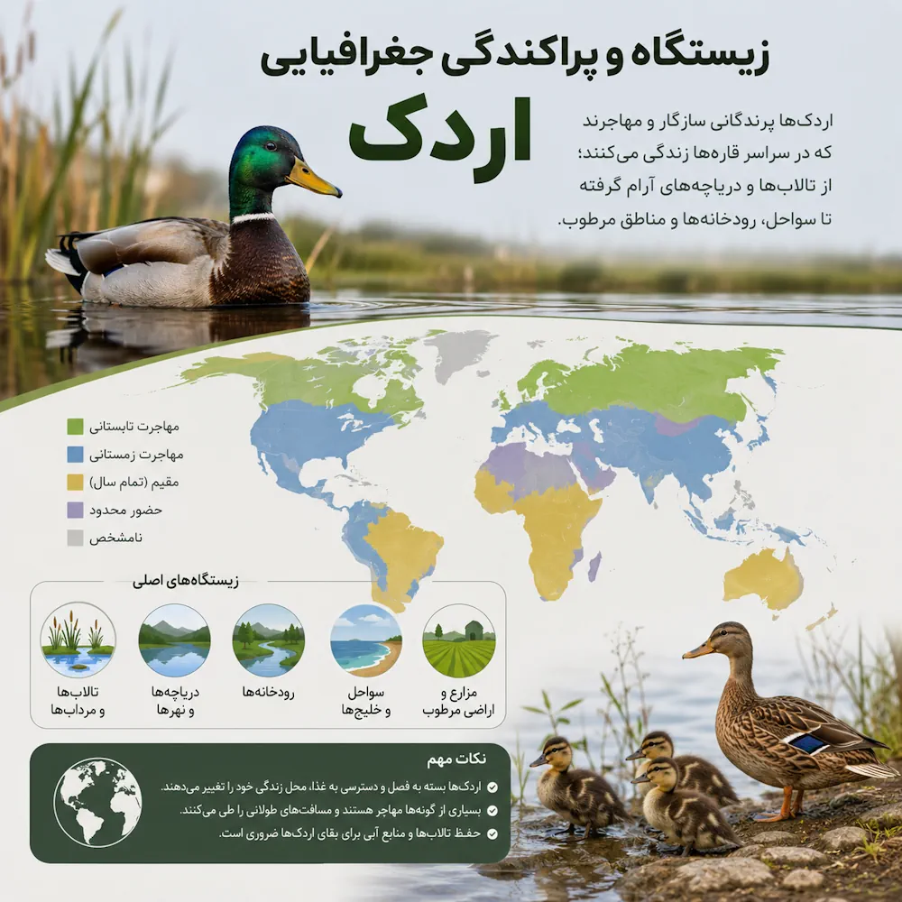 زیستگاه و پراکندگی جغرافیایی اردک