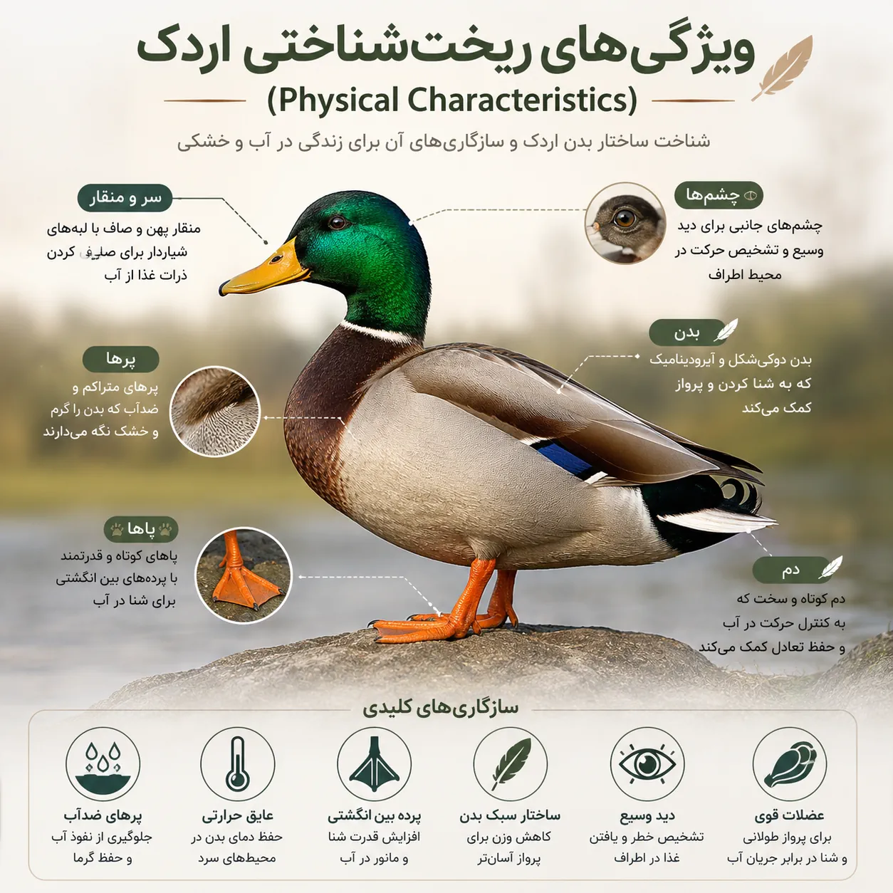 ویژگی‌های ریخت‌شناختی اردک (Physical Characteristics)