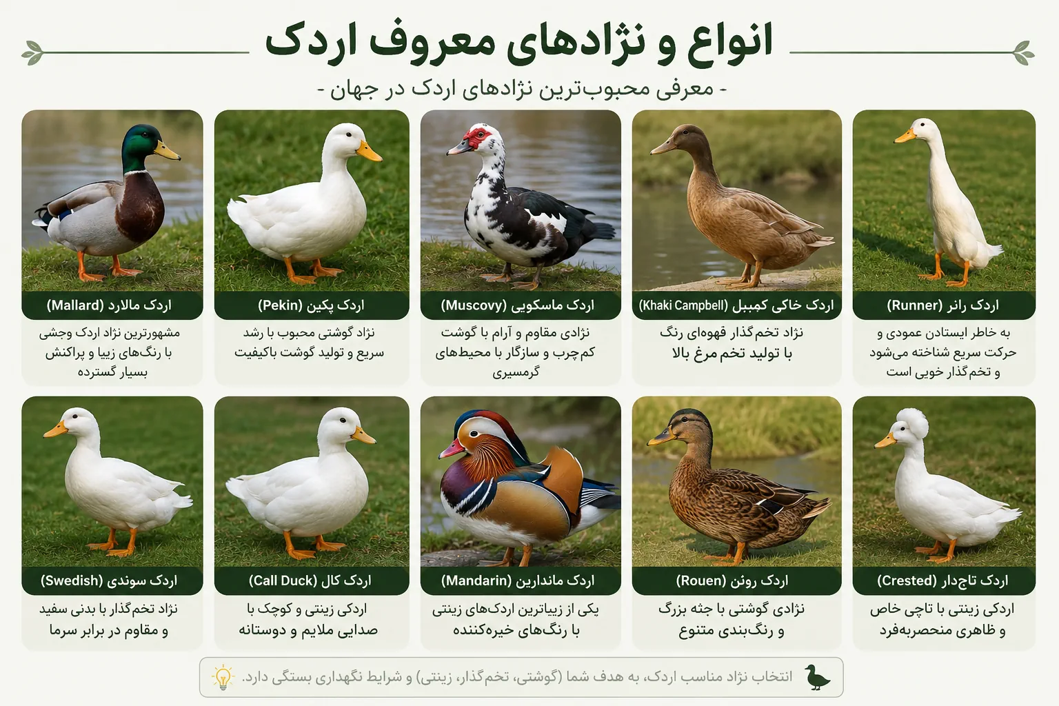 انواع و نژادهای معروف اردک