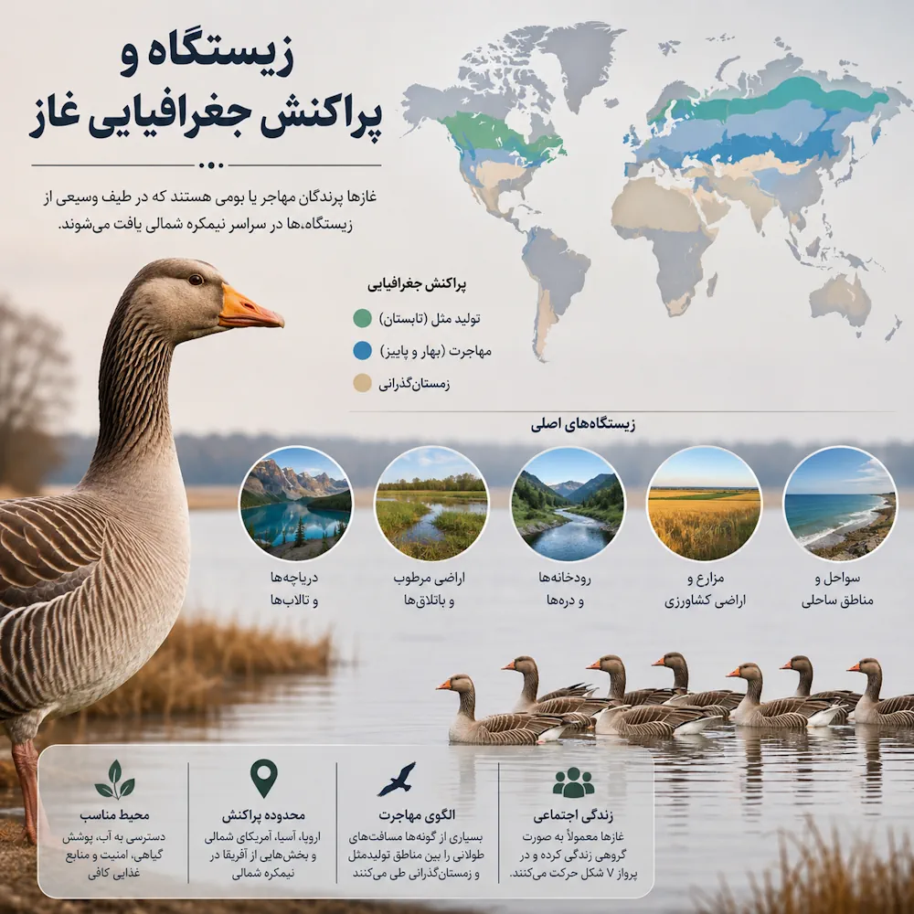 زیستگاه و پراکنش جغرافیایی غاز